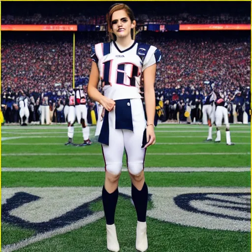 Image similar to emma watson in new england patriots football uniform