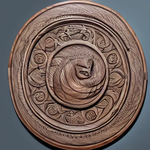 Prompt: Jörmungandr, wooden relief carving