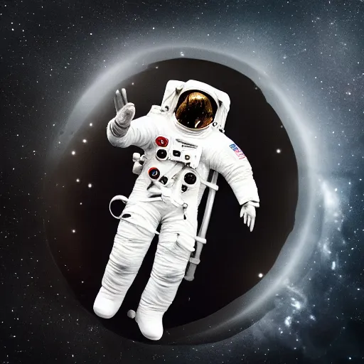 Image similar to photograph of an astronaut, black background, only arms and legs are lit, full body photo,, 8 k