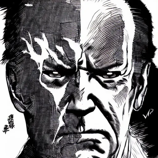 Image similar to Joe Biden looking sinister, by Tsutomu Nihei, highly detailed