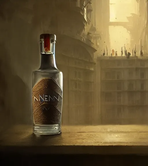 Prompt: liam neeson in a gin bottle. magical atmosphere. art by greg rutkowski. lifelike. very detailed 8 k. intricate. soft light. nikon d 8 5 0.