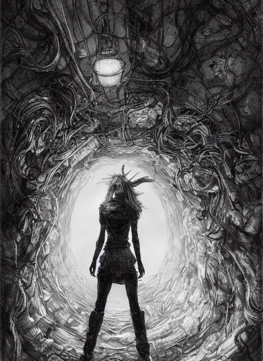 Prompt: portrait, the rabbit hole leading to Wonderland, watercolor, dramatic lighting, cinematic, establishing shot, extremely high detail, foto realistic, cinematic lighting, pen and ink, intricate line drawings, by Yoshitaka Amano, Ruan Jia, Kentaro Miura, Artgerm, post processed, concept art, artstation, matte painting, style by eddie mendoza, raphael lacoste, alex ross