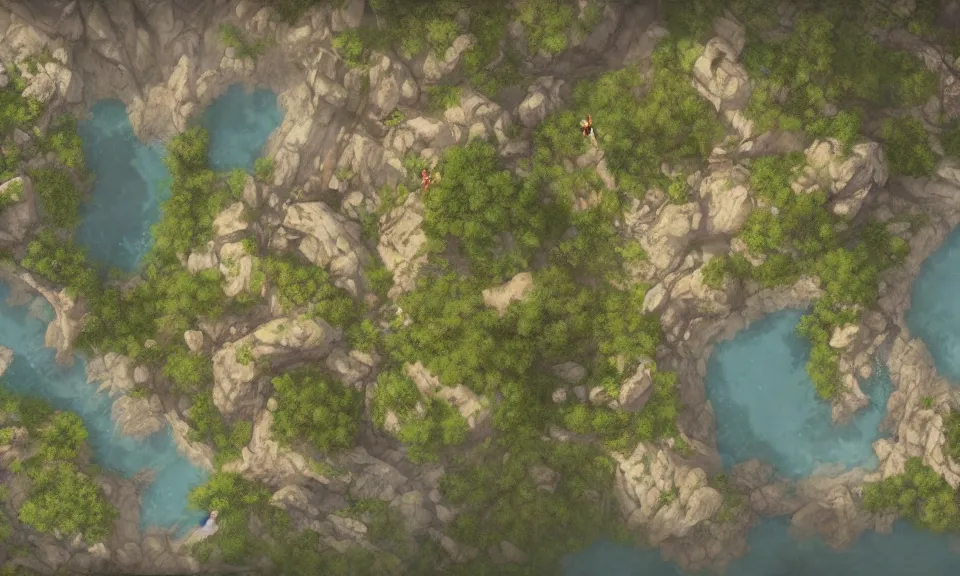 Prompt: An overhead map view of neverland Greg Rutkowski, ArtStation, CGSociety, Unreal Engine