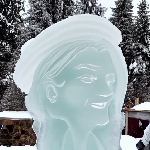 Image similar to world famous ice carving of a beautiful woman