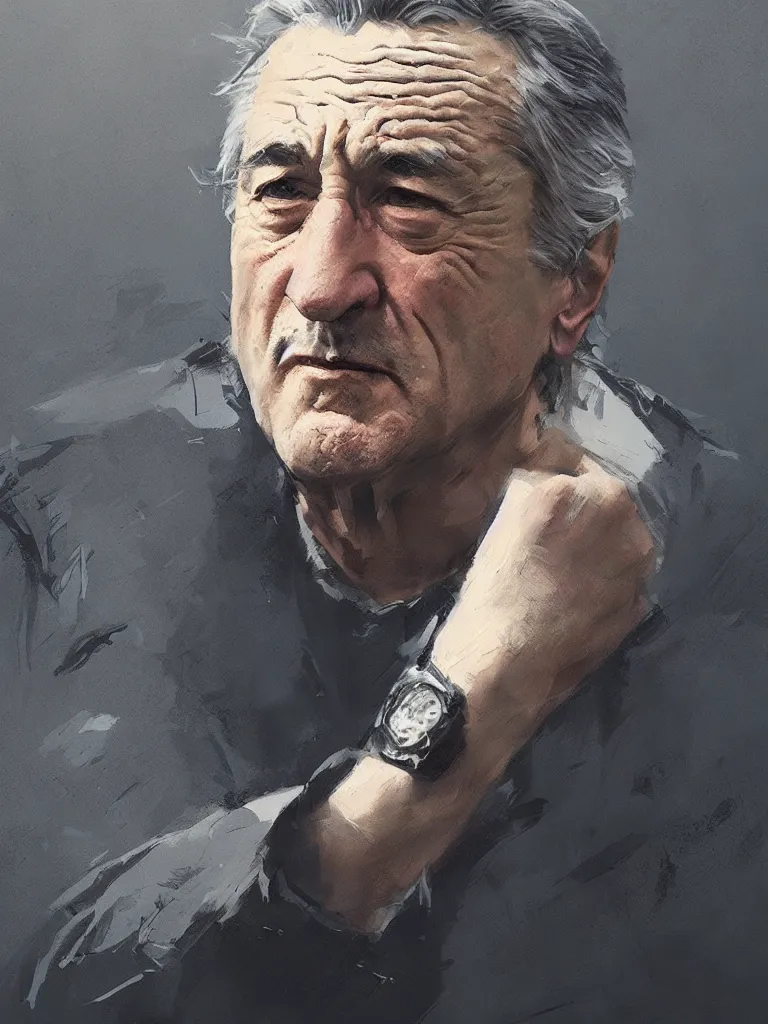 Image similar to A portrait of Robert de Niro art by greg rutkowski, matte painting, trending on artstation