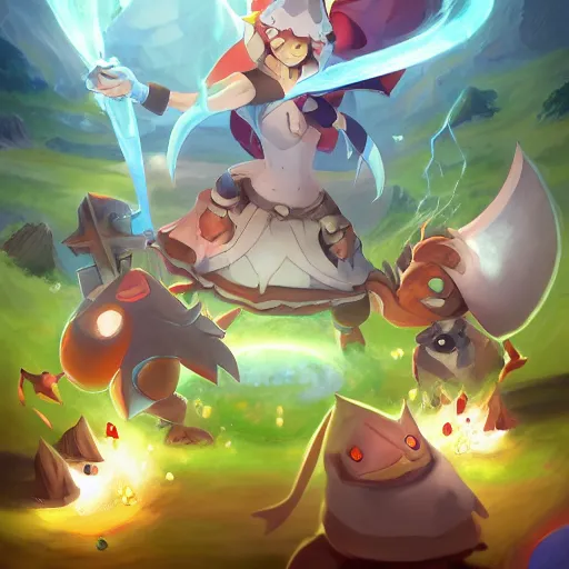 Prompt: Miss Dofus fanart in pokemon world Hero epic legend fantasy , by Stanley Artgerm Lau, WLOP, Rossdraws, James Jean, Andrei Riabovitchev, Marc Simonetti, Yoshitaka Amano, ArtStation, CGSociety,