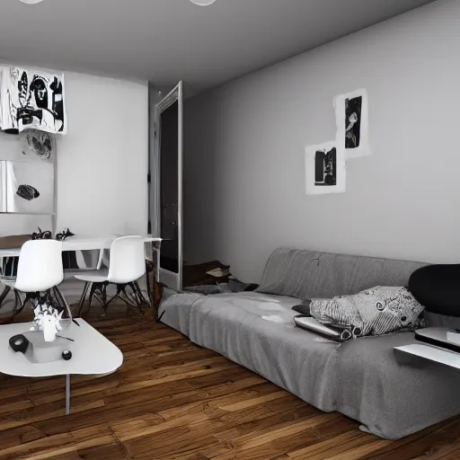 Image similar to messy appartement, photo realistic