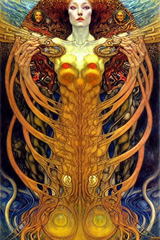 Image similar to Divine Chaos Engine by Karol Bak, Jean Delville, William Blake, Gustav Klimt, and Vincent Van Gogh, symbolist, visionary