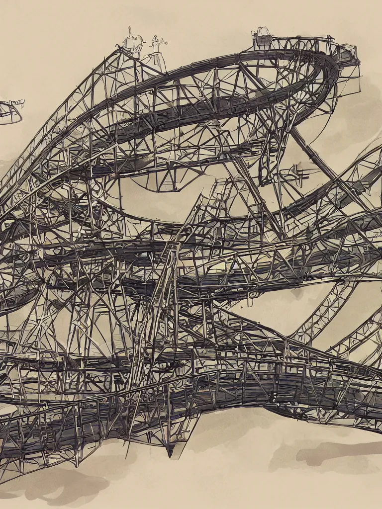 Prompt: roller coaster by disney concept artists, blunt borders, rule of thirds