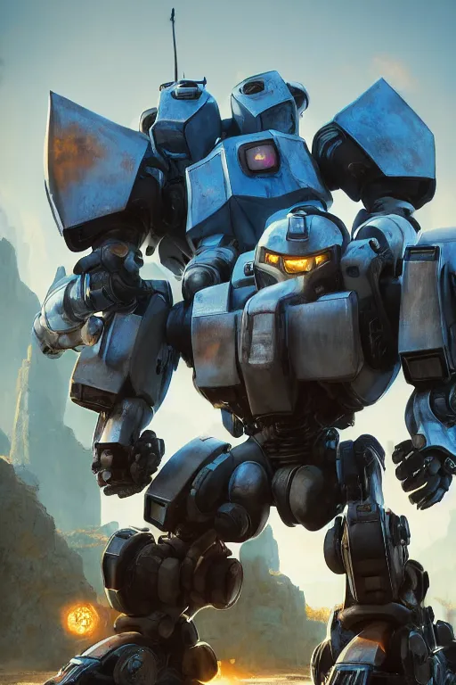 Image similar to mechwarrior 5 : mercenaries mech megaman transformer robot boss tank engine game octane render, 4 k, hd 2 0 2 2 3 d cgi rtx hdr style chrome reflexion glow fanart, global illumination ray tracing hdr fanart arstation by ian pesty by jesper ejsing pixar and disney unreal zbrush central hardmesh