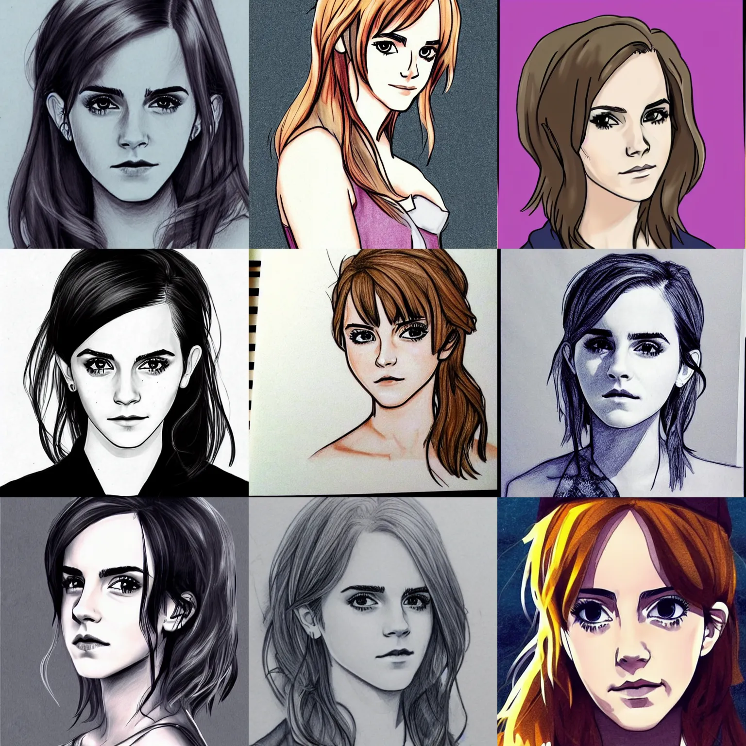 Prompt: emma watson drawn in anime style