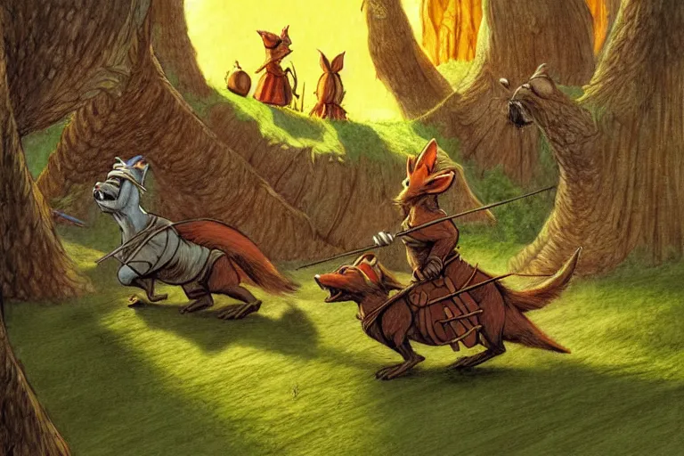 Image similar to a scene from redwall by brian jacques, detailed, fantasy concept art