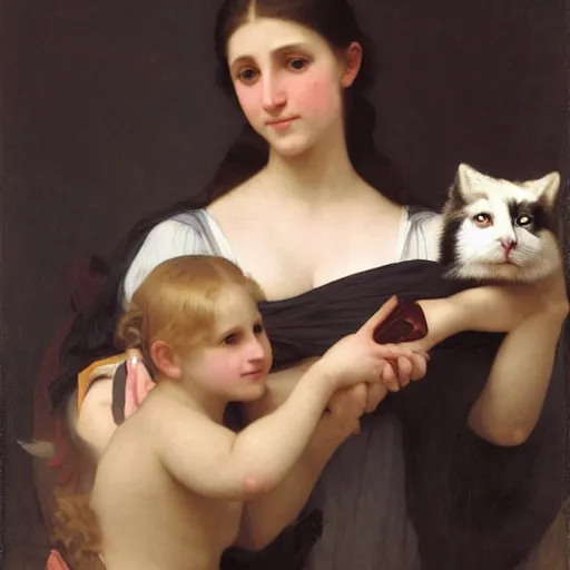 Image similar to portrait of a woman and her giant monster pet, by william - adolphe bouguereau