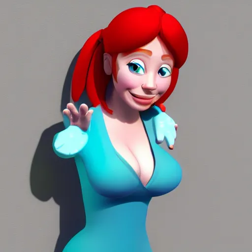 Prompt: christina hendricks as avatar nickelodeon characters, 3 d render, blender,