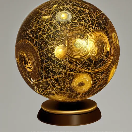 Image similar to a golden sphere handpainted, hyper detailed, lighting from the side