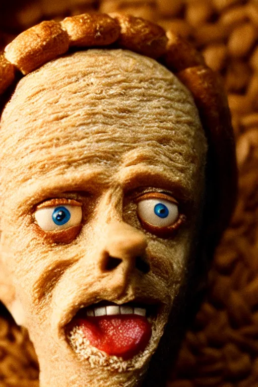 Image similar to film still of steve buscemi made out of bread in lord of the rings, 4 k