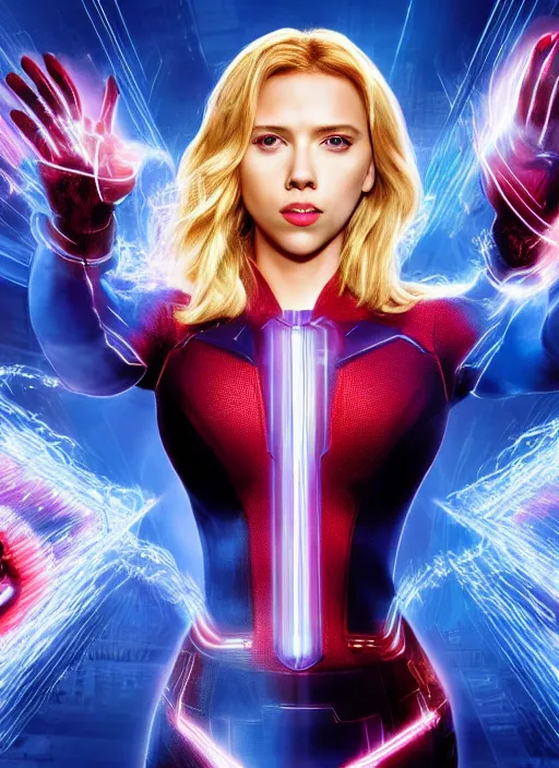 Image similar to scarlett johansson portraying a beautiful susan storm invisible woman from marvel, beautiful scarlett johansson susan storm, movie, hyper realistic, hollywood promotional image, imax, 8 k