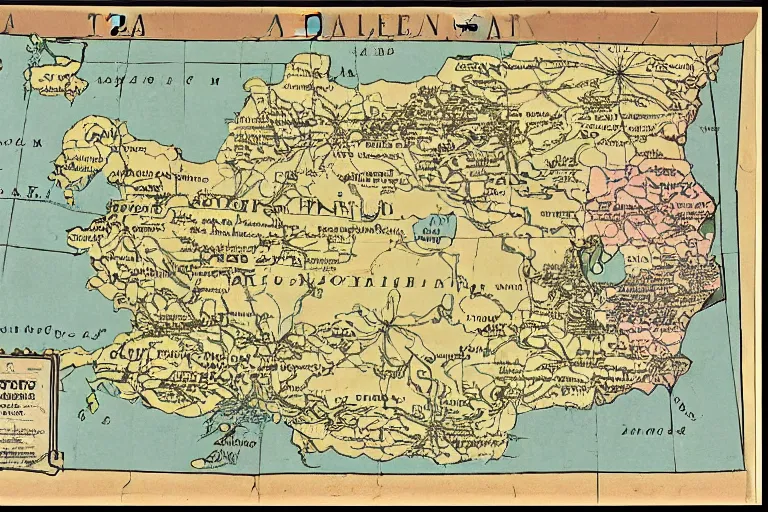 Image similar to map of the kingdom of the balkan tatars, in an old atlas