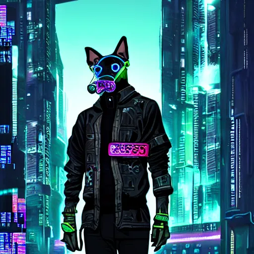 Image similar to cyberpunk dog