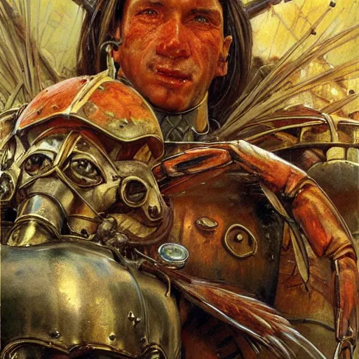 Image similar to shrimp fish as a fantasy knight, closeup portrait art by norman rockwell and donato giancola and greg rutkowski,