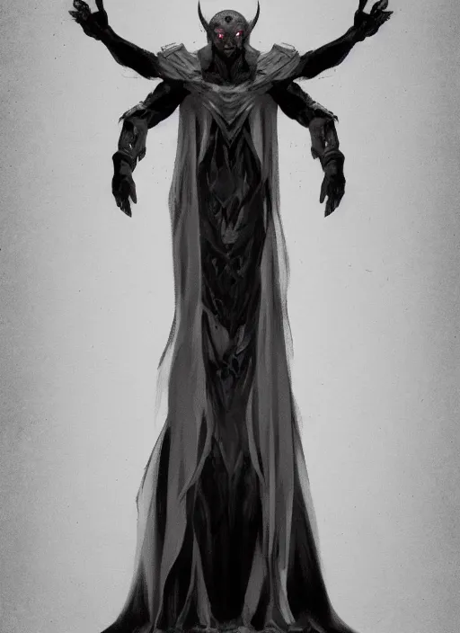 Prompt: a character concept of an eternal god wearing a black robe with glowing white eyes, digital art, trending on artstation, alvar aalto, ultra - detailed
