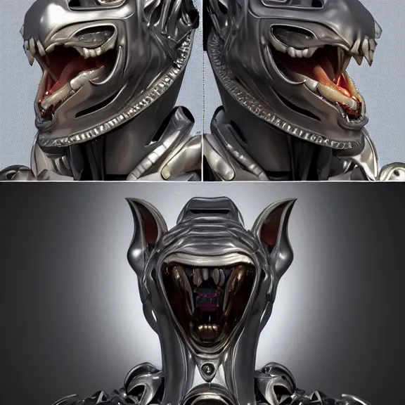 Image similar to detailed bust shot and maw shot of a gigantic goddess elegant beautiful stunning anthropomorphic hot robot mecha female dragon, eating and swallowing a human whole, with sleek silver metal armor and cat ears, OLED visor over eyes, micro art, prey, vore, digital art, mawshot, dragon vore, dragon maw, furry art, high quality, 8k 3D realistic, macro art, micro art, Furaffinity, Deviantart, Eka's Portal, G6