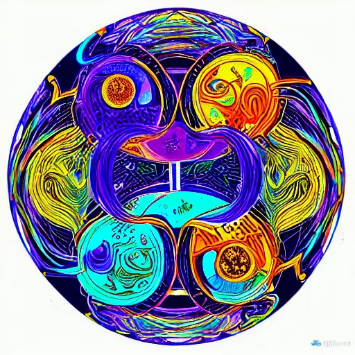 Prompt: An extremely high quality hd surrealism painting of a taoism yinyang jigsaw puzzle made of neon outlines, neon textyinyang outlines, yin yang, and escher figures, angels and demons, evil and good, archetypal, suffering darkness and white healing light streaming through exploded view of jigsaw pieces, specular light, dramatic, moody, 4k, 8k, ultra realistic, complex, interlocked