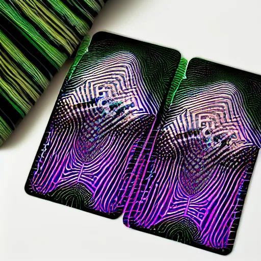 Prompt: datamosh fractalized tarot card sleeve