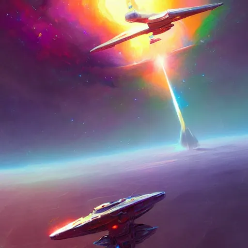 Image similar to beautiful starship in no man's sky colorful, fantasy, intricate, highly detailed, digital painting, hq, trending on artstation, illustration, style of stanley artgerm and greg rutkowski and dan mumford