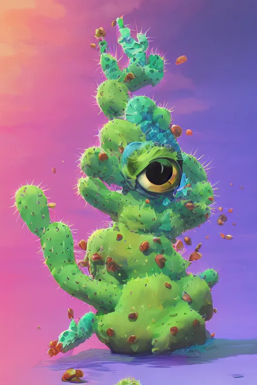 Image similar to 3 d render creature animal sushi cristal very big eye roots cactus elemental flush of force nature micro world fluo fishscale, comics gta 5 cover, official fanart behance hd artstation by jesper ejsing, by rhads, makoto shinkai and lois van baarle, ilya kuvshinov, ossdraws