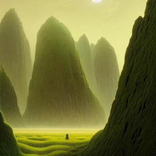 Prompt: a simple and beautiful detailed concept art that is digitally painted of a serene landscape that looks like it's from the matrix movie, by zdzisław beksinski and artem demura and john howe, featured on artstation, featured on behance, golden ratio, ultrawide angle, f 3 2, well composed, cohesive