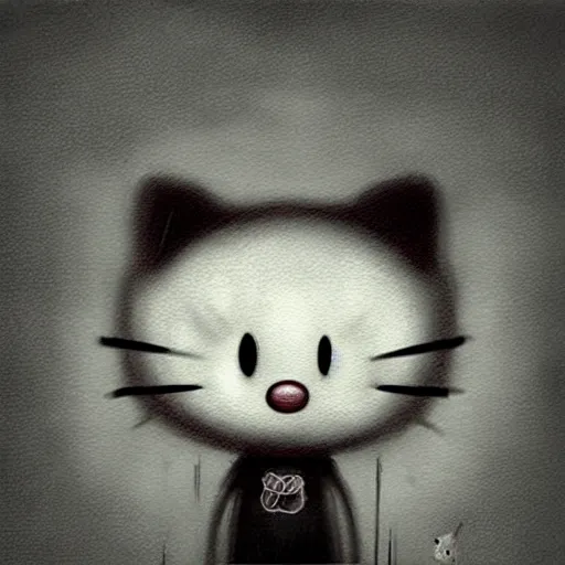 Image similar to Hello Kitty, artwork by Antón Semenov,