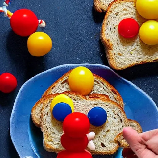 Image similar to clown spread on toast