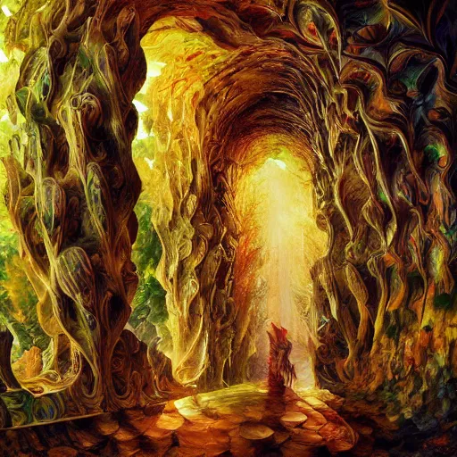 Prompt: masterpiece dynamic lighting ornate nature photography hyper realism by wlop, antoni gaudi, fenghua zhong, lisa frank, tomasz alen kopera, frank gehry, leonid afremov, john howe