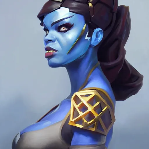 Image similar to greg manchess portrait painting of cube queen from fortnite as overwatch character, medium shot, asymmetrical, profile picture, organic painting, sunny day, matte painting, bold shapes, hard edges, street art, trending on artstation, by huang guangjian, gil elvgren, ruan jia, greg rutkowski, gaston bussiere