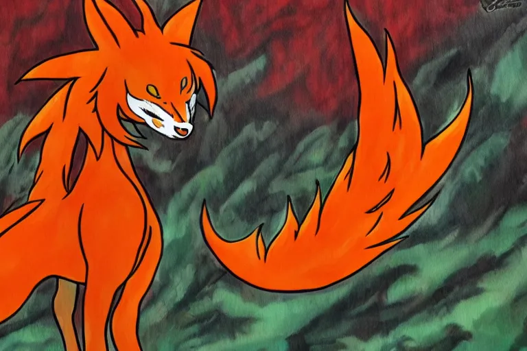 Image similar to kurama, nine - tailed fox, 🎨🖌