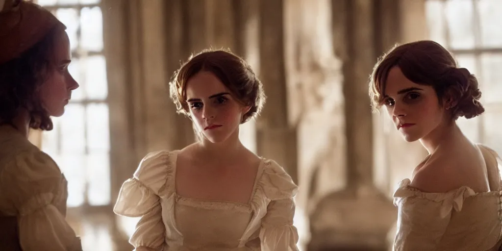 Prompt: Emma Watson in Barry Lyndon Amadeus canon 5d mk4