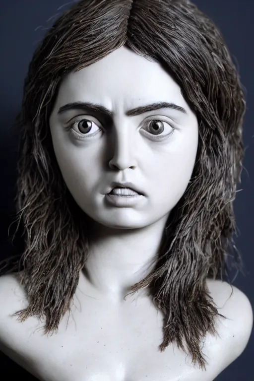 Image similar to ultra realistic clay head of ana de armas on black background, highly detailed, real, canon 5 d