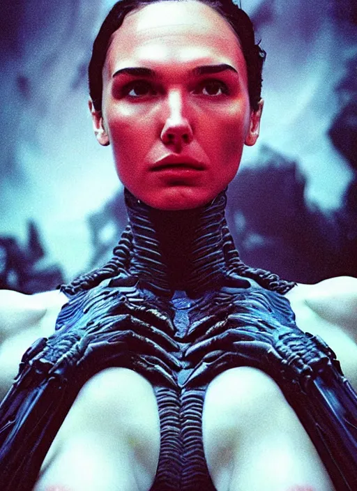 Prompt: 8 5 mm color, xenomorph, gal gadot!!!!, portrait fashion weird random strange hyperdetailed photorealistic david lachapelle akihito yoshida asaf hanuka cronenberg weta digital beksinski zawadzki ivan bilibin id magazine michal karcz and yoshitaka octane cinematic