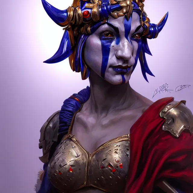 Prompt: beautiful jester warrior, highly detailed, 8 k, hdr, award - winning, trending on artstation, clayton crain