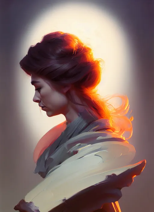 Image similar to side portrait, imogen poots, paladin, gloomhaven, organic painting, hard edges, gradient monochromatic color, luminescent, octane render, by greg manchess, huang guangjian, gil elvgren, sachin teng, greg rutkowski, jesper ejsing, rhads, ilya kuvshinov, cushart krenz