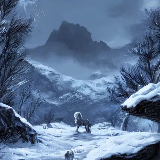 Image similar to john snow in an amazing and beautiful landscape, artstation