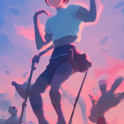 Image similar to 💪🍺🐸. cgsociety masterpiece, artstation trending, by rossdraws, ghibli, kimi no na wa, greg rutkowski, simon stalberg, greg manchess