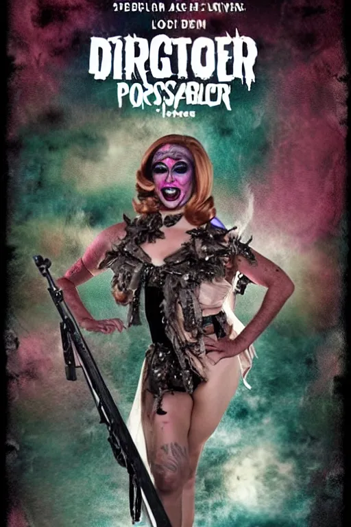 Prompt: drag queen monster post - apocalyptic horror movie poster