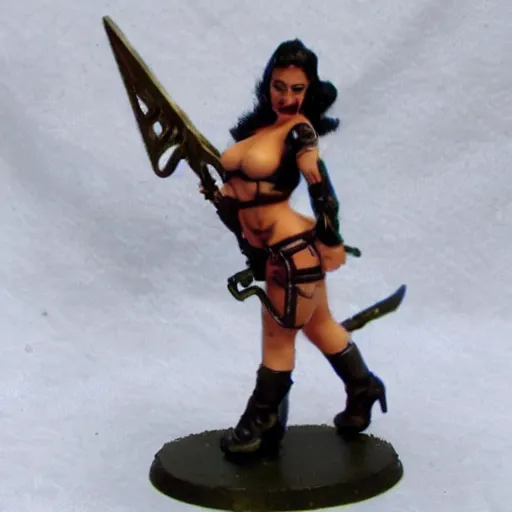 Image similar to pin-up nose art sisters of silence chainsword grimdark