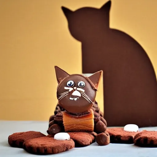 Prompt: a cat made out of nutella chocolate