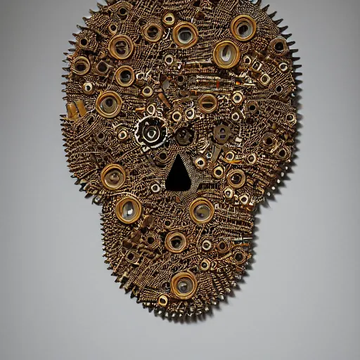 Image similar to portrait of a head made of gears and electronic components