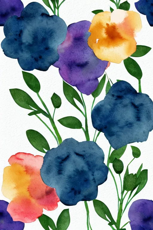 Prompt: minimalist watercolor art of flowers on white background, illustration, vector art