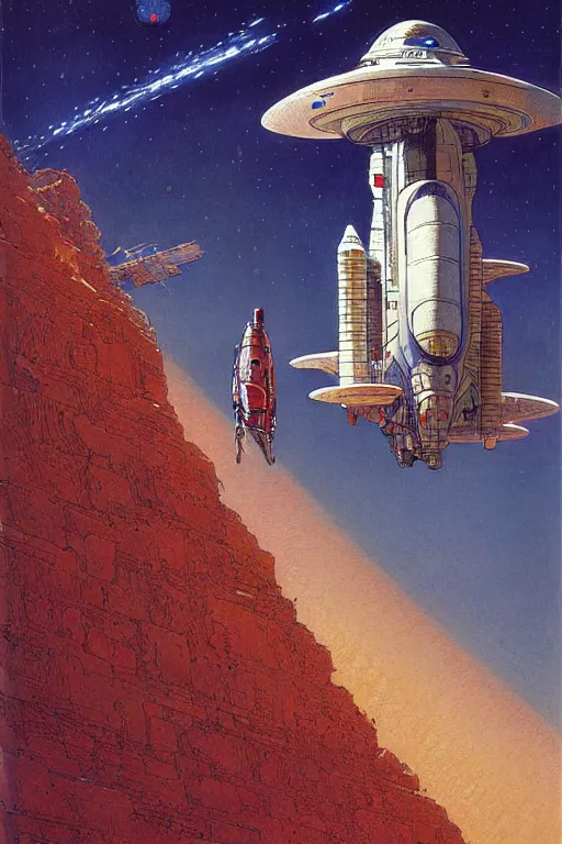 Image similar to spaceship, painting by jean giraud, greg rutkowski, carl larsson