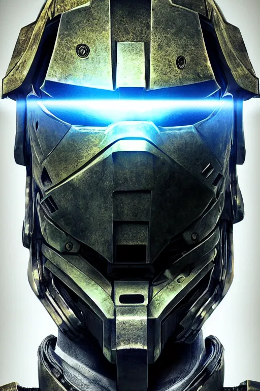 Image similar to robot ninja mask helmet halo master chief radiating a glowing aura global illumination ray tracing hdr fanart arstation by ian pesty and katarzyna da „ bek - chmiel